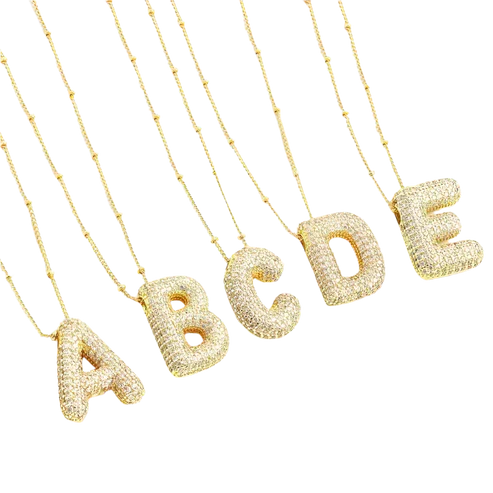 Bubble letter initial necklace