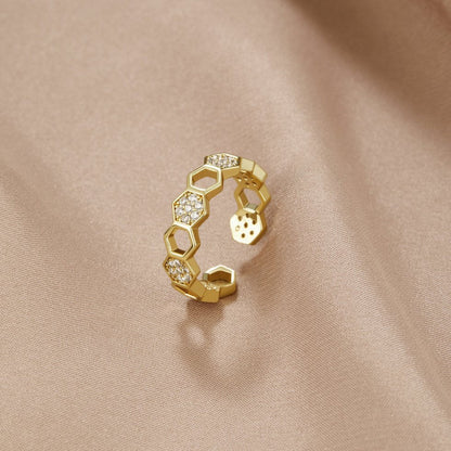 Gold Geometric Open Ring